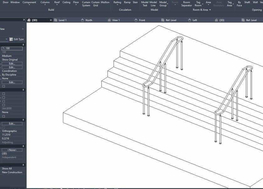 El mismo barandal aplicado sobre otra escalera del modelo