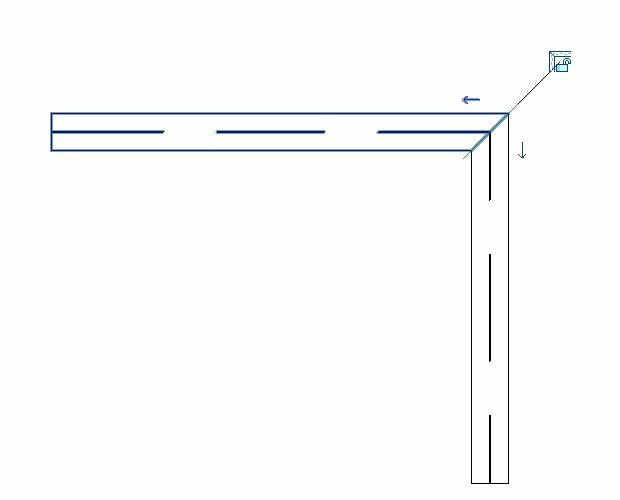 Dos vigas que se encuentran en esquina con las flechas de Beam/Column Joins